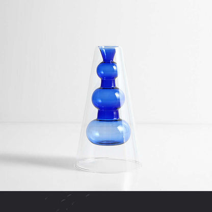 Nordic Ins Style Colourful Glass Vase - Transparent Home Decoration Accessory for Living Room and Dining Table, Ideal for Dried Flowers and Hydroponic Arrangements