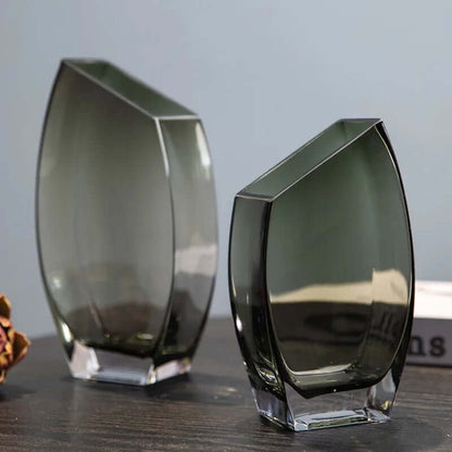 Geometric oblique square transparent glass vase for Nordic light luxury decoration and flower displays