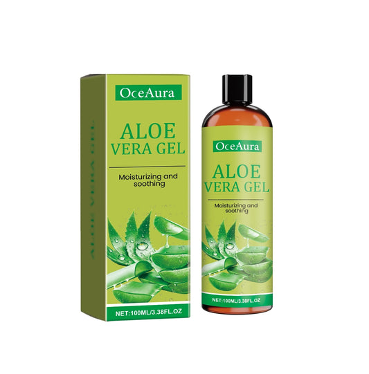 Aloe Vera Gel by OceAura, 100ml bottle with packaging, moisturizing and soothing skin care product.
