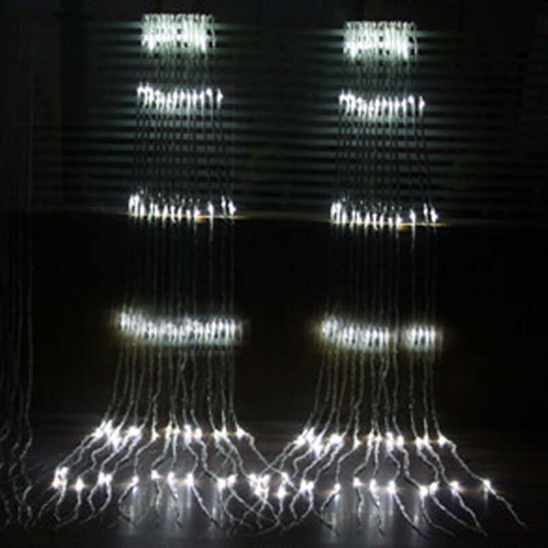 "Outdoor Background Setup with Net Lights and Water String Lights – Festive Illumination for Gardens and Patios"