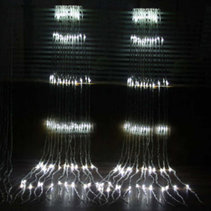 "Outdoor Background Setup with Net Lights and Water String Lights – Festive Illumination for Gardens and Patios"