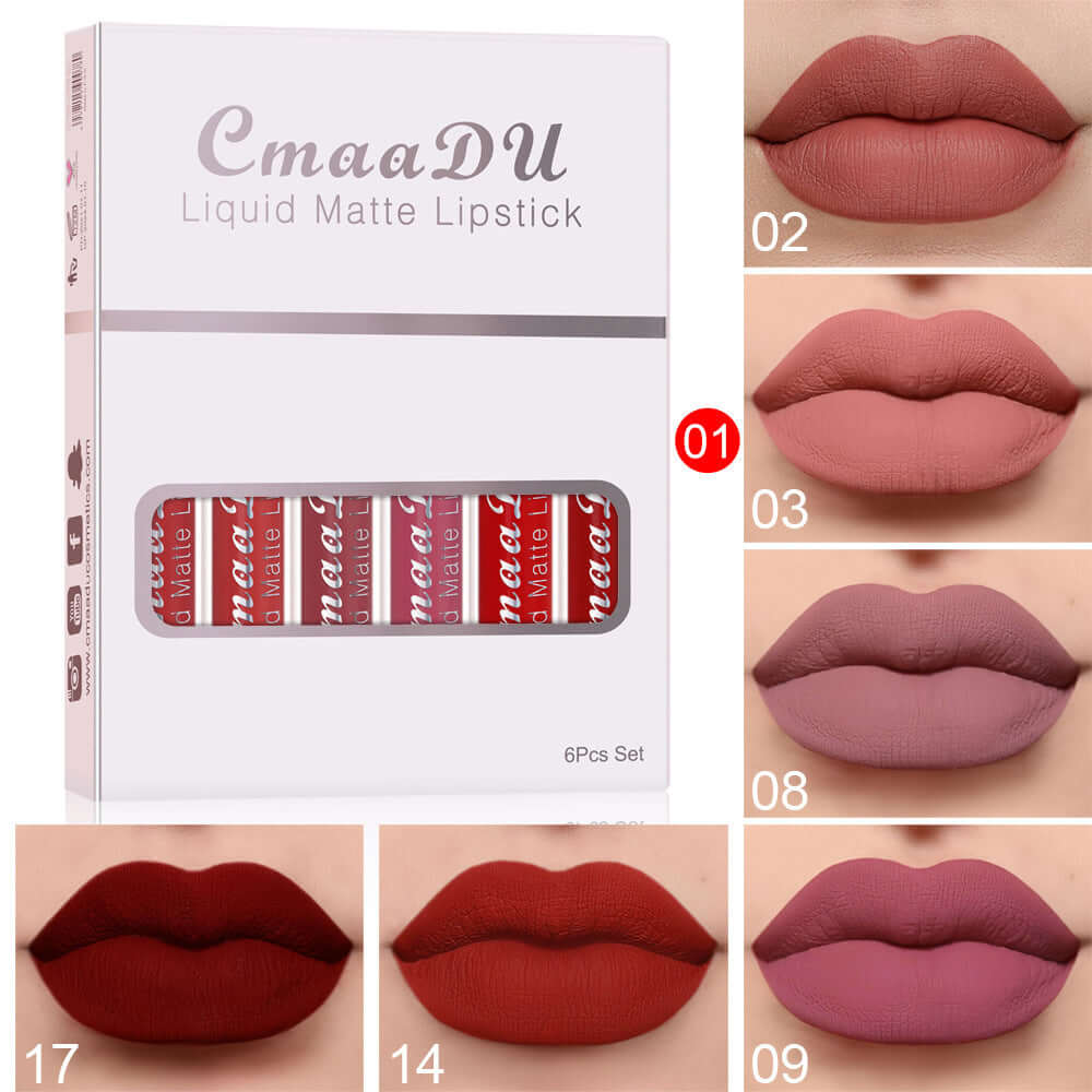 "6 Boxes Matte Non-Stick Lipstick - Waterproof and Long-Lasting Lip Gloss for Durable Color"