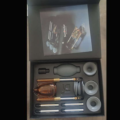Size Doctor JJ Exercise Stretching Equipment Toy in Paper and Leather Box with Silicone, ABS Metal Components and Masturbator Set.
