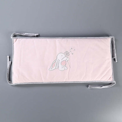 Pink embroidered knitted crib circumference piece with bunny design for baby bed fence 30x60CM