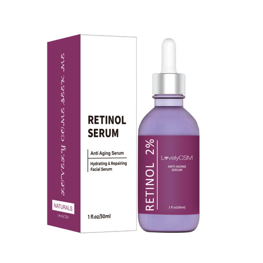 Retinol 2% Anti-Aging Serum for Hydrating and Repairing Skin, 30ml Bottle and Box Packaging