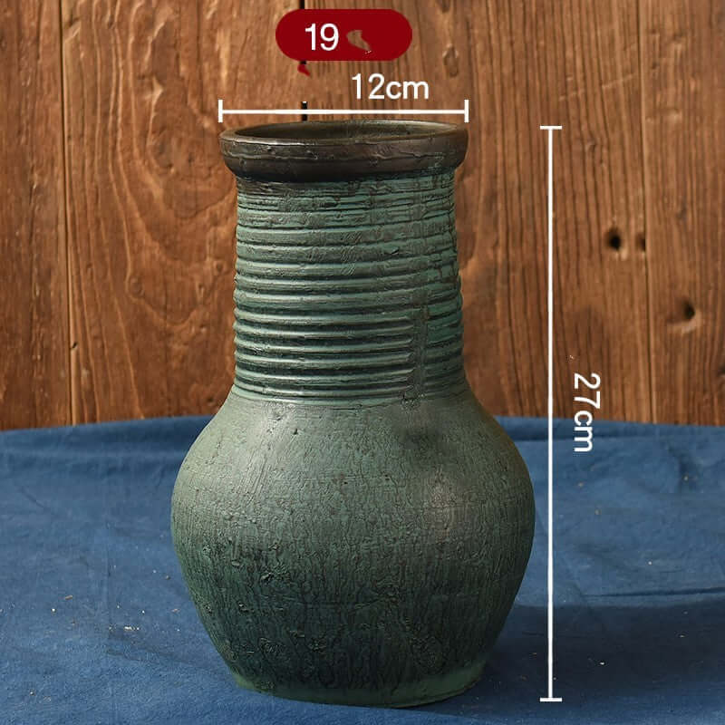 "Vintage Earthenware Vase - Florist Tile Jar for Dried Flower Arrangements, Unique Pot for Home Décor"