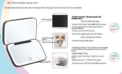 "Portable LED Makeup Mirror – Double-Sided Luminous Mirror with Integrated Light for Enhanced Makeup Application"