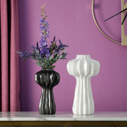 Modern Light Luxury Minimalist Round White Ceramic Vase - Creative Decoration for Living Room Dried Flowers and Flower Arrangements, Elegant Home Ornamen
