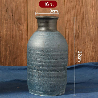 "Vintage Earthenware Vase - Florist Tile Jar for Dried Flower Arrangements, Unique Pot for Home Décor"