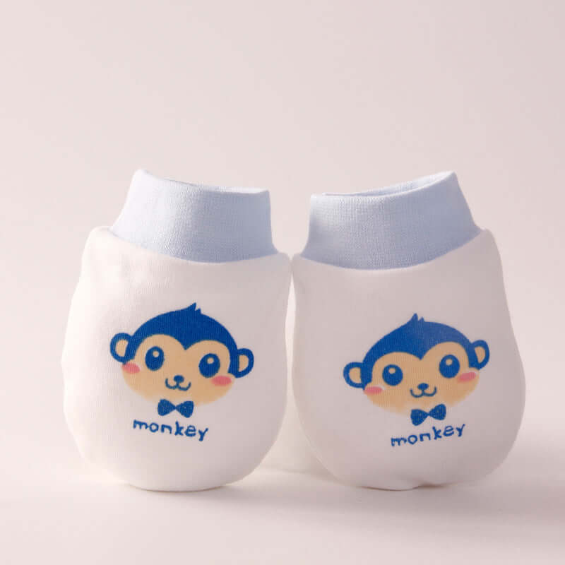 "Cartoon anti-scratch face gloves for babies, designed to protect delicate skin from scratches while adding a playful touch."