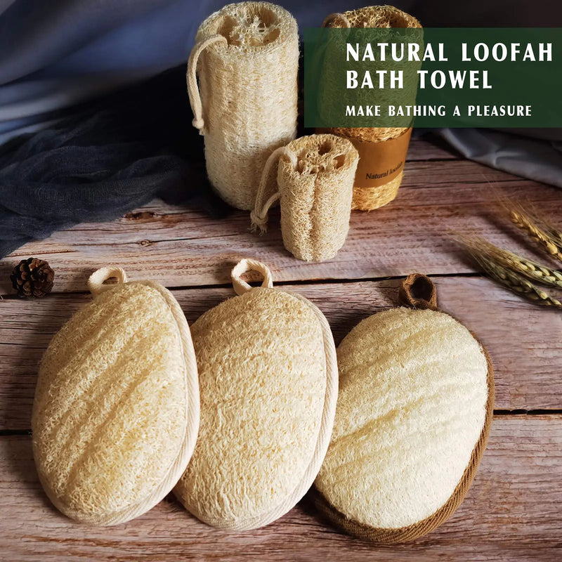 Natural Loofah Sponge Exfoliating Body Scrubber (2 Pack),Made with Eco-Friendly and Biodegradable Shower Luffa Sponge, Loofah for Women and Men, Beige 2 Count (Pack of 1)